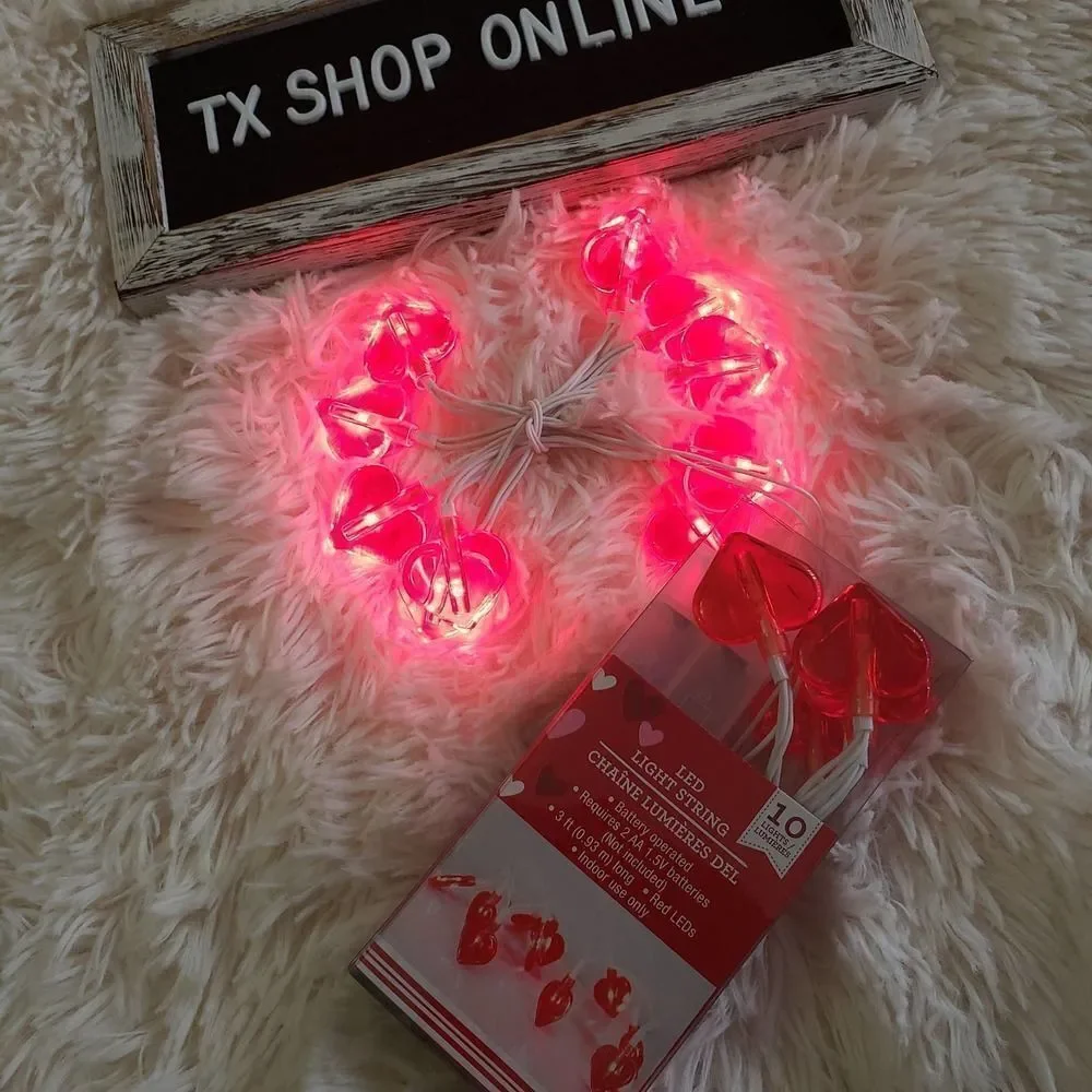 Valentine's Day LED Heart String Lights, 3 ft. Strands